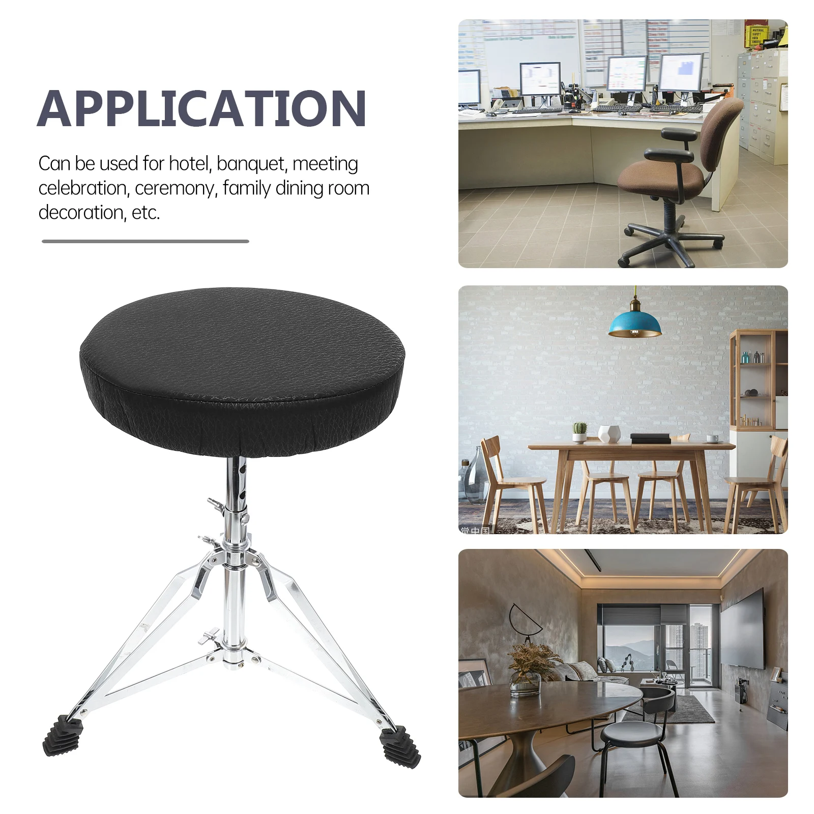 

Round Stool Cover Cushion Elastic Padded Seat Slip-Resistant Black Office Home Bar Cafe Comfortable Cotton for Circular