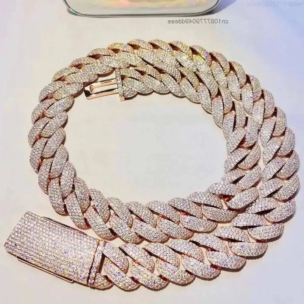 

Fine Jewelry Hip Hop Gold Plated 925 Sterling Silver Vvs Moissanite Diamond Iced Out Miami Cuban Link Chain Necklace for Men
