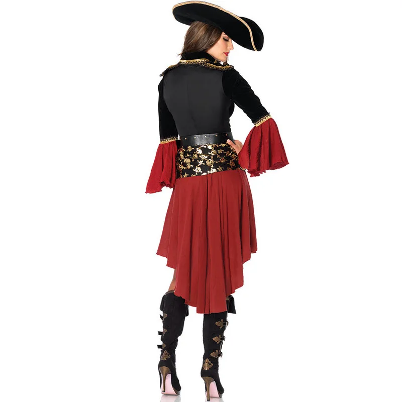Disfraz de capitán pirata del Caribe para mujer, conjunto de disfraces de Navidad, ropa gótica medieval de lujo para mujer