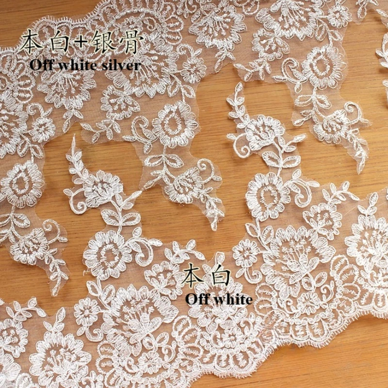 قماش حبال أبيض عاجي لديكور الزفاف، زهرة فينيس، مزين بالدانتيل الشبكي البندقية، حرفة الخياطة، 2 ياردات