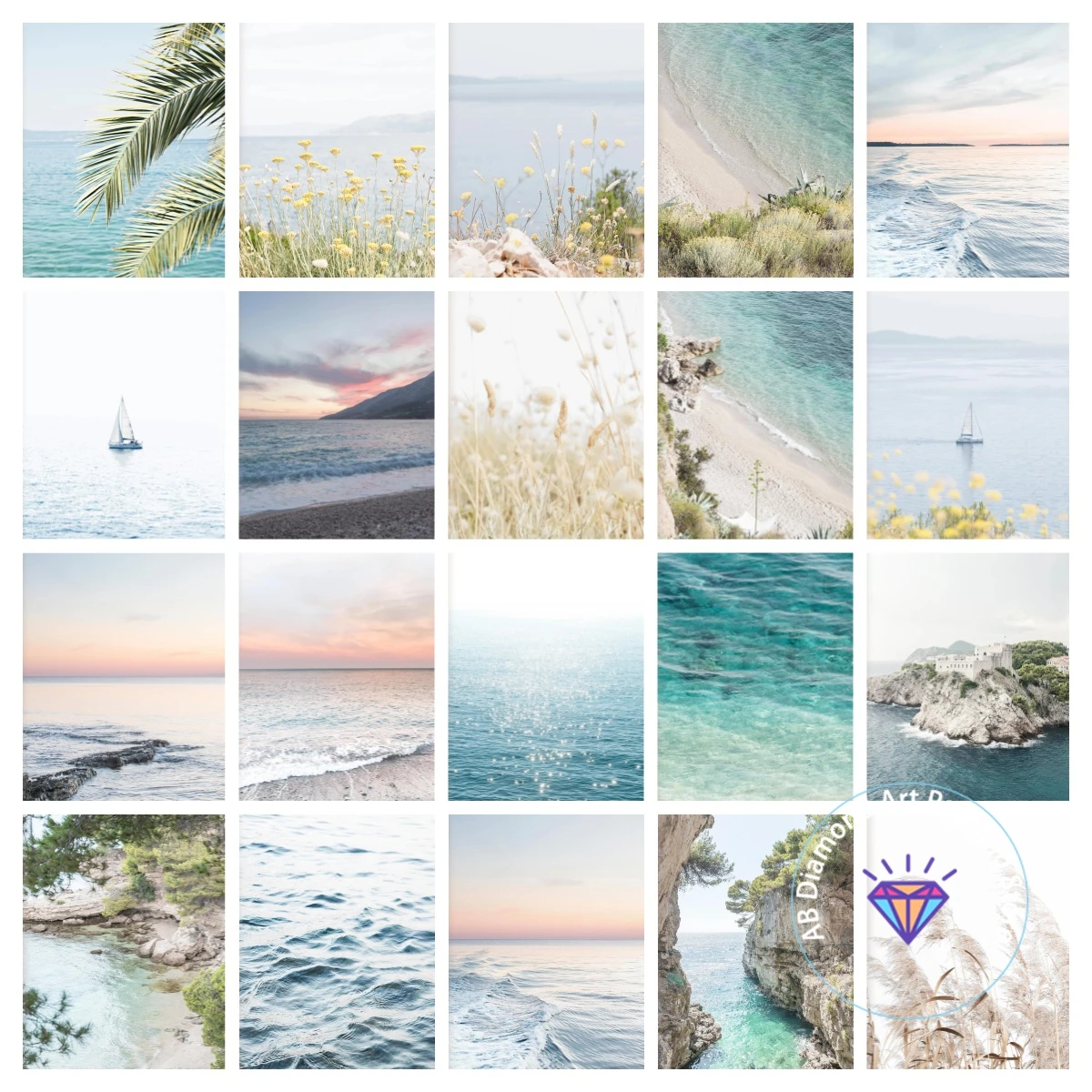 

Modern Dreamy Coast Landscape AB Diamond Painting Kit 5D DIY Diamond Embroidery Cross Handmade Art Gift Crafts Home Decoration