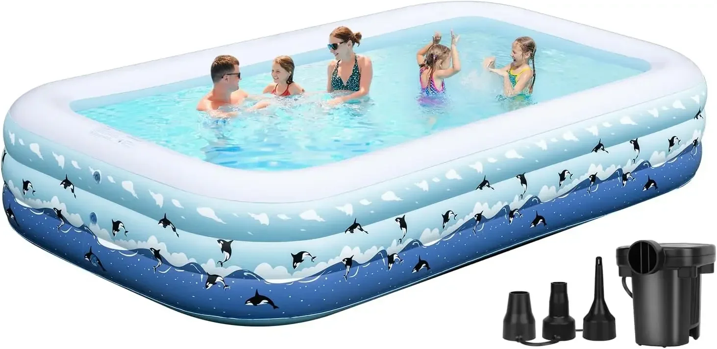 Large BlowUp Pool InflatableSwimmingPool for Adults, Full-Sized Above Ground Swimming Pools for Backyard Garden Water LawnIndoor