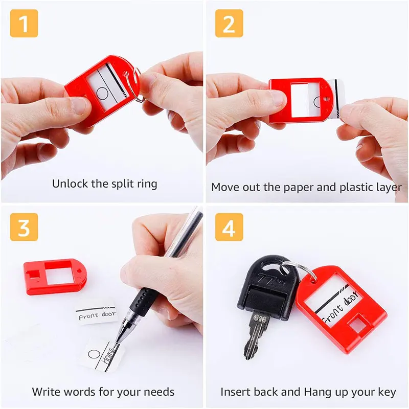 10-50pcs/lot Plastic Key Tags with Split Ring Label Window for DIY Key Chain Name Tags Dog Name Tag Keychain Kit Craft Materials