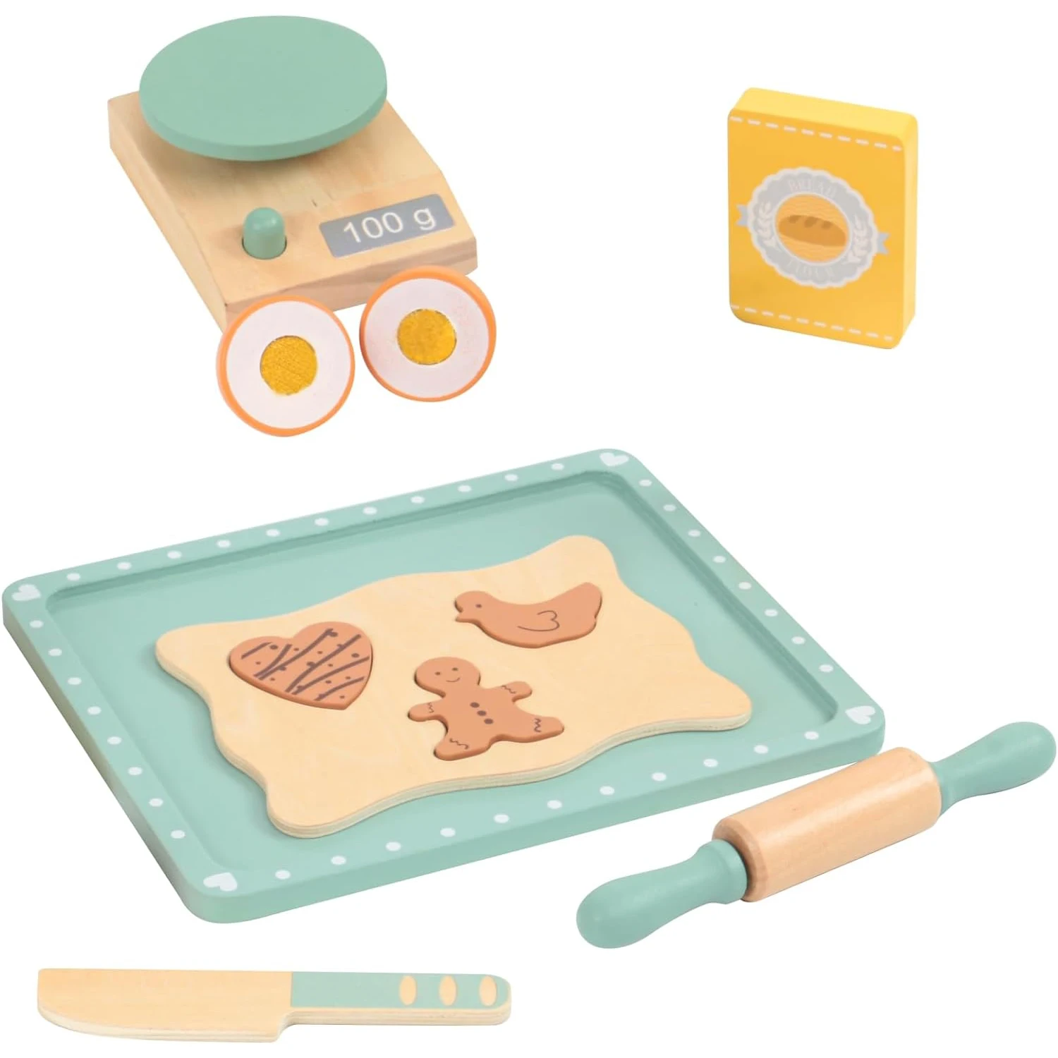 Wooden children's kitchen toys, simulated cookies for sale, afternoon tea, playing house, role-playing