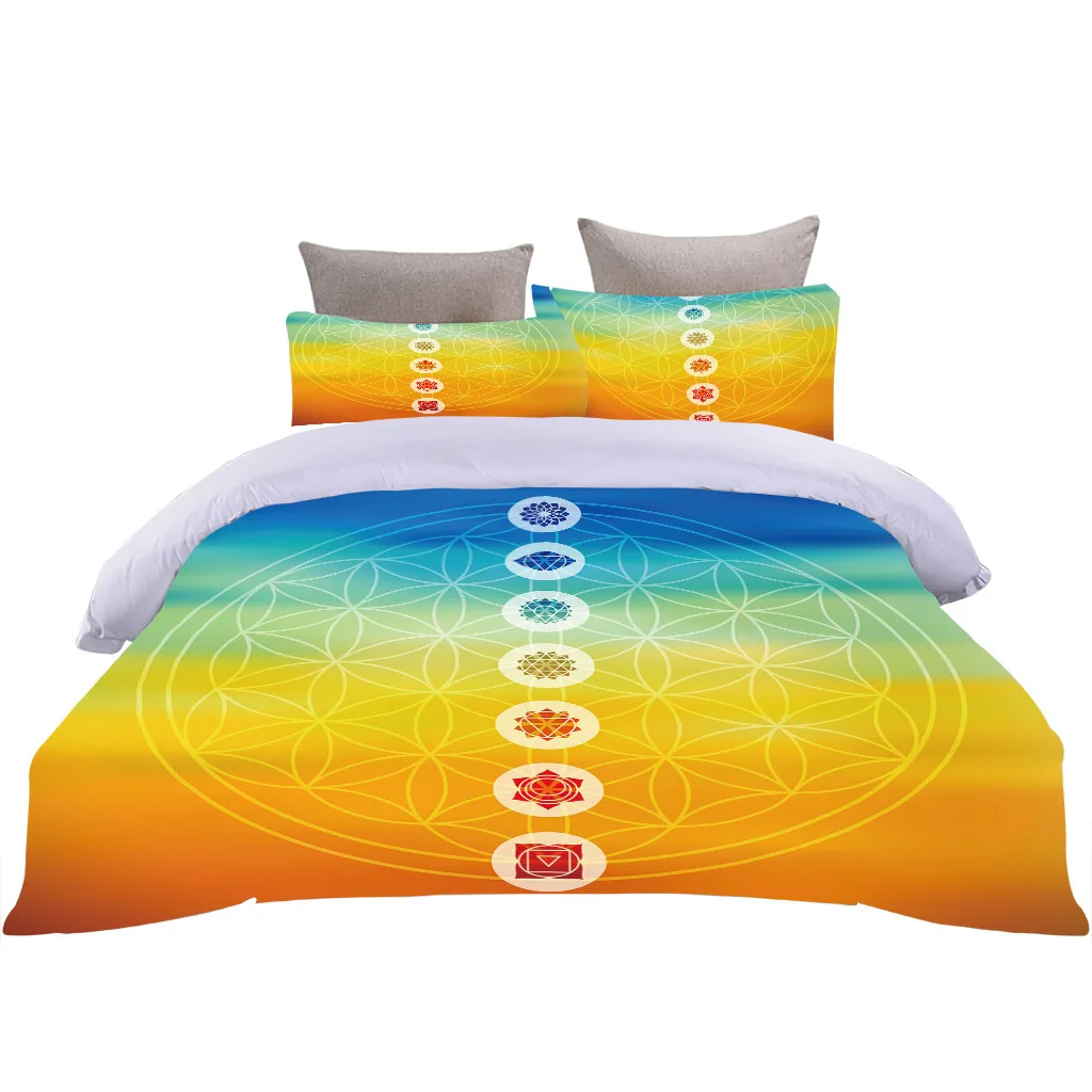 

HUANZHUANG Duvet Cover Set Double Size Soft Microfiber 3D Yellow Abstract Flower Printed Bedding Quilt With Zipper Closure