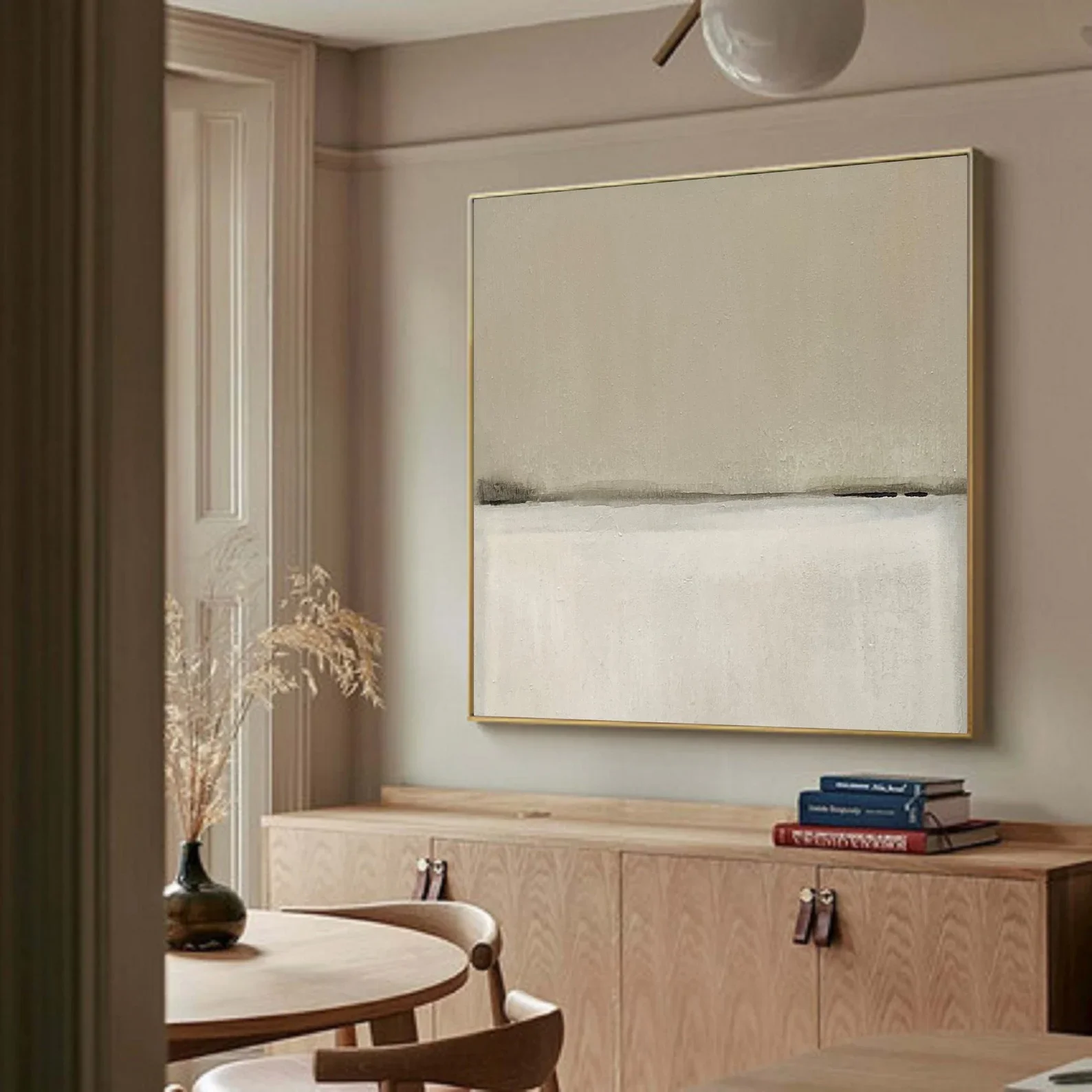 

Organic Minimalist Canvas Painting Original Oatmeal & Ivory Scandinavian Wall Art for Modern Living Rooms & Meditation Spaces