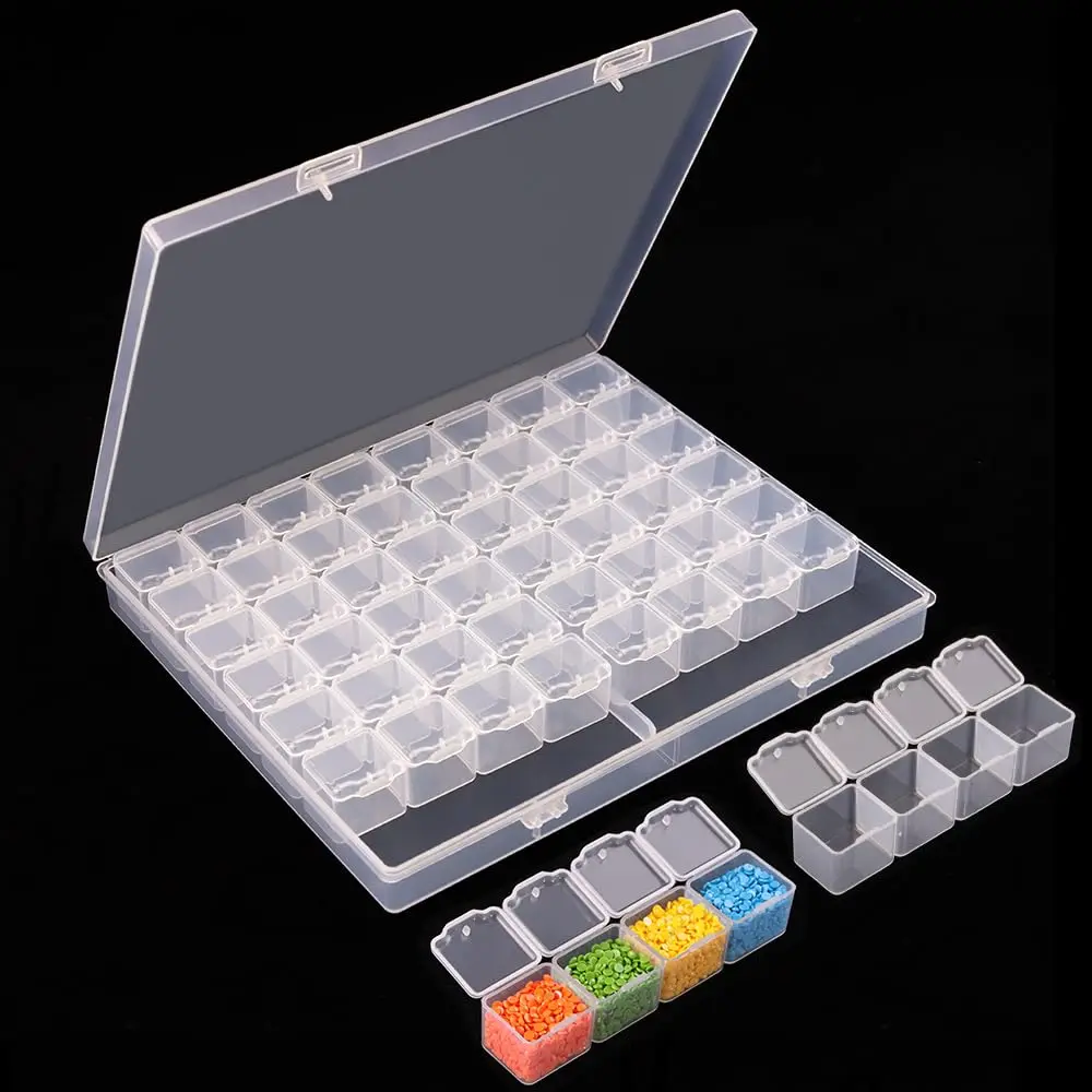 28/56 Fächer Diamant-Malerei Zubehör Werkzeug Transparente Kunststoff-Aufbewahrungsbox Nagel-Strass-Perlen-Aufbewahrungsbox Schmuck-Organizer – Detail 10