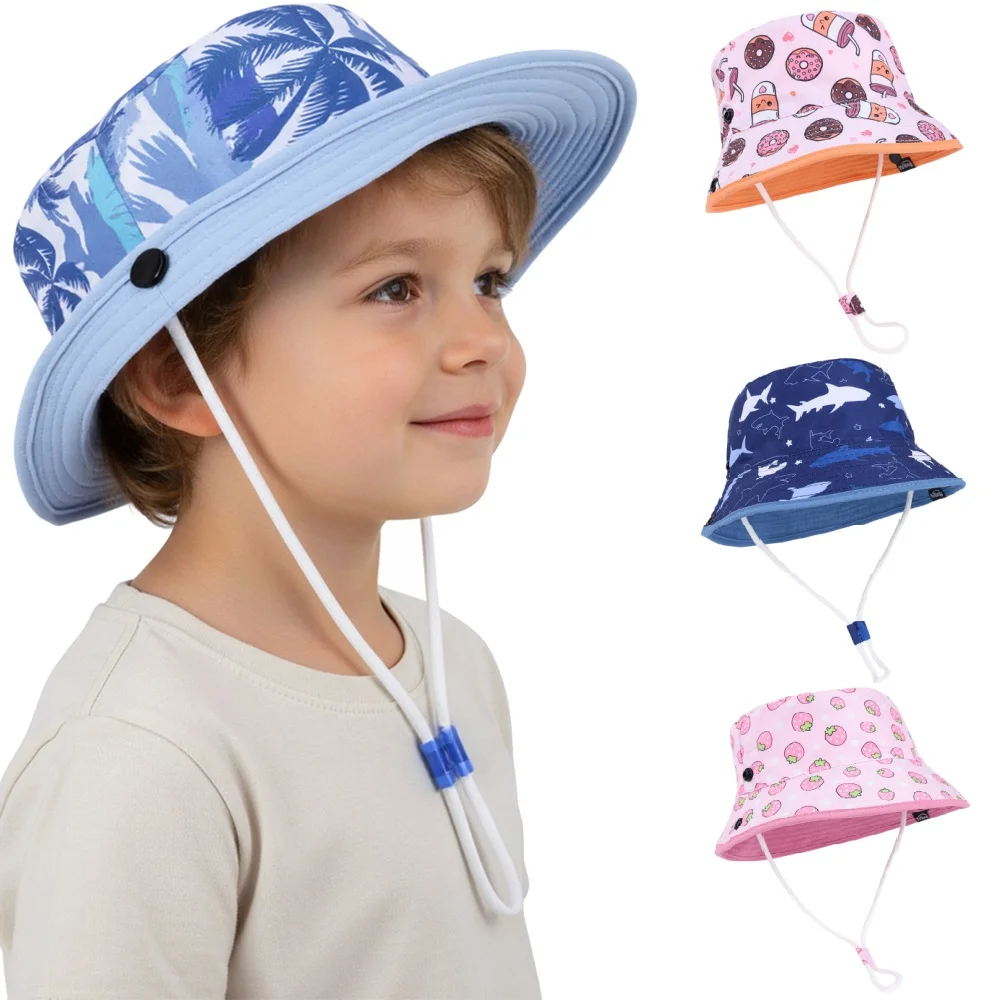 

New Panama Summer Baby Sun Hat for Boys Girls Fisherman's Hat Cartoon Children's Beach Foldable Brim Hat Kids Outdoor Sun Cap