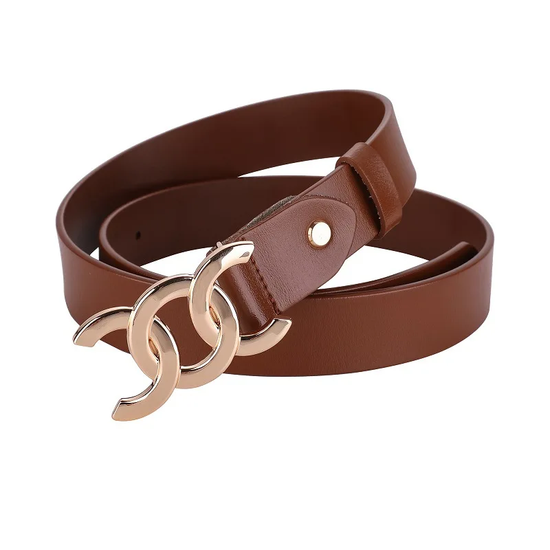 Vintage Leather Belt for Women Cowhide Belts with Slip Buckle Perfect for Jeans & Dresses Skinny Belt