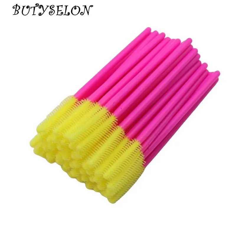 50pcs Disposable Silicone Eyelash Brushes Mascara Wands Applicator Eyebrow Comb Microbrush Lash Extension Supplies Makeup Tools