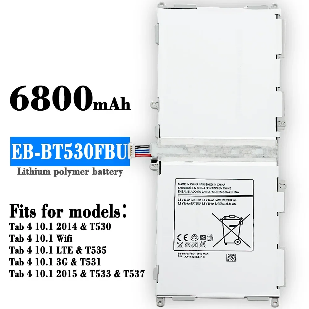 

New Tablet Battery For Samsung GALAXY EB-BT530FBU Tab 4 10.1 Tab4 SM-T530 SM-T531 SM-T533 SM-T535 SM-T537 Lithium Battery