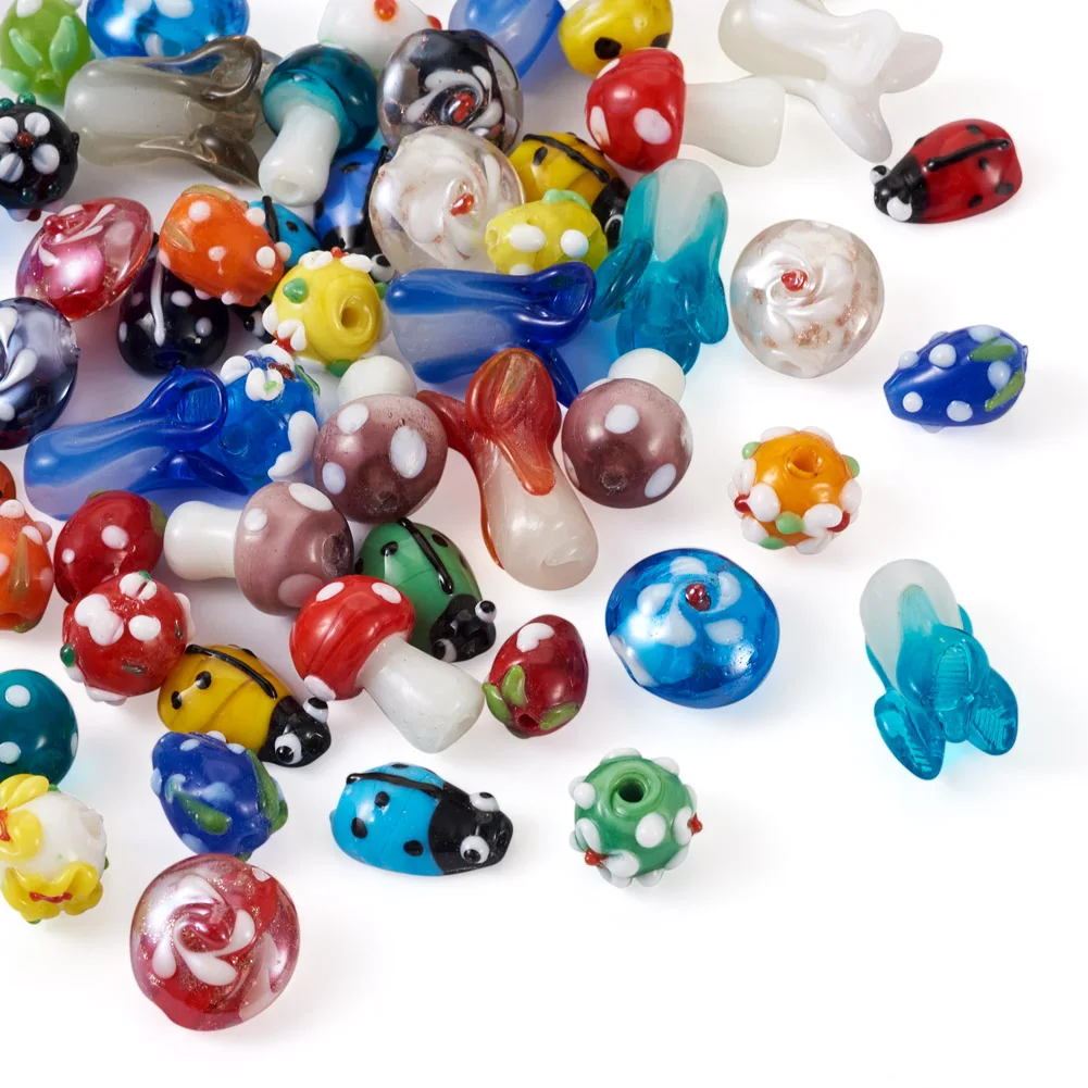 Pandahall Random Mixed Color Handmade Lampwork Glass Beads For Jewelry Making DIY Charms Bracelet Earring Making Findings