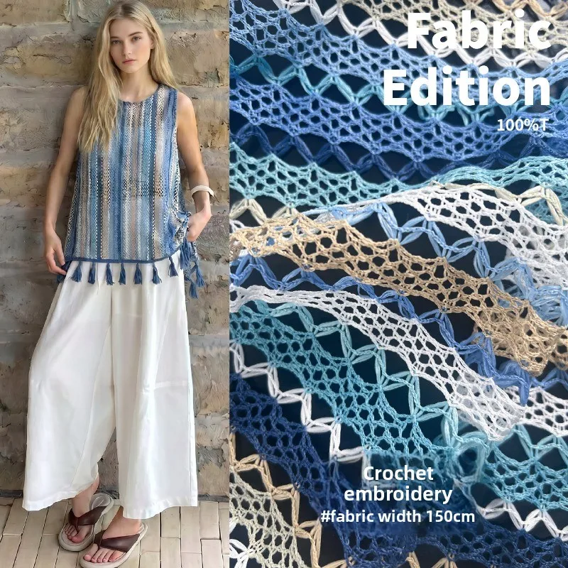 

High-quality Colorful Openwork Embroidered Lace Fabric Perfect for French-style Summer Diy Projects Like Dresses Blouses Tops