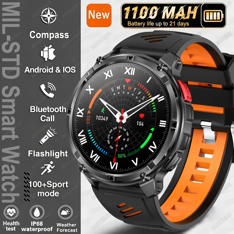 2026 Neue T-Rex 3 Ultra 1100mAh Smartwatch 5ATM Wasserdicht Outdoor-Sport GPS-Tracking Herzfrequenz-Kompass Bluetooth-Anruf Smartwatch