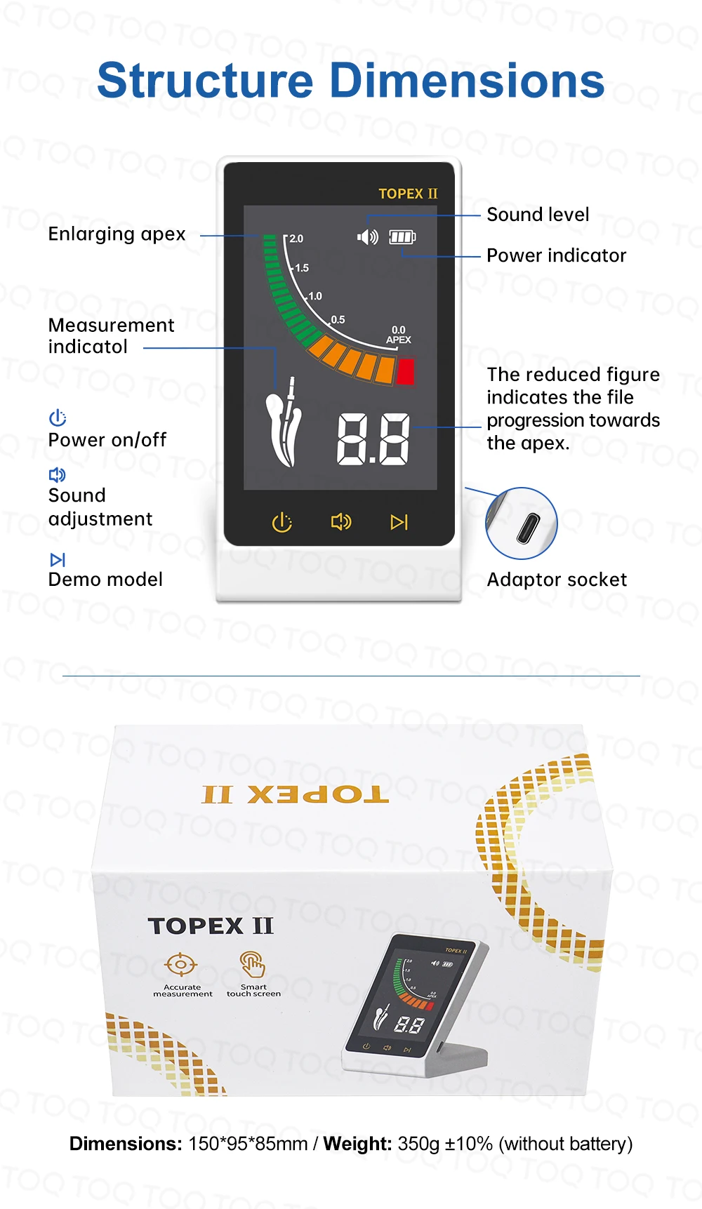 Dental Mini Endo Apex Locator Dentist Endodontics Root Canal Periodontics Measurement Located Instruments with Touch Screen
