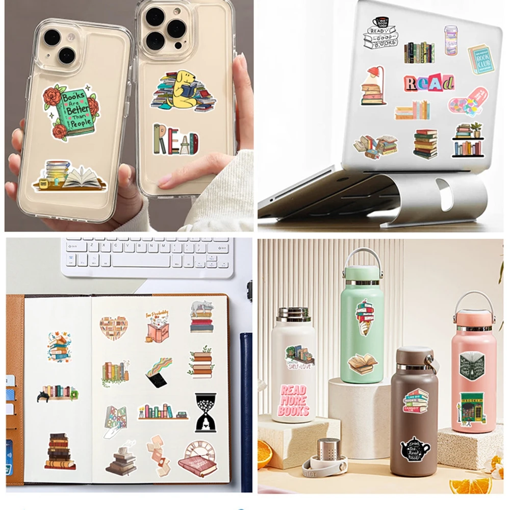 100/50PCS Cartoon Animal Reading Adesivo in PVC per bambini Decorazione estetica Scrapbooking Materiale scolastico di cancelleria per bambini