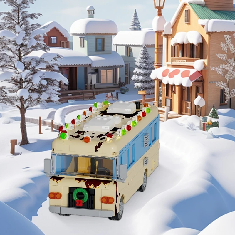 Christmas Vacation Eddie'S RV Festival Atmosphere MOC Small Particle Assembly Building Blocks Toy Car Model Children Xmas Gift