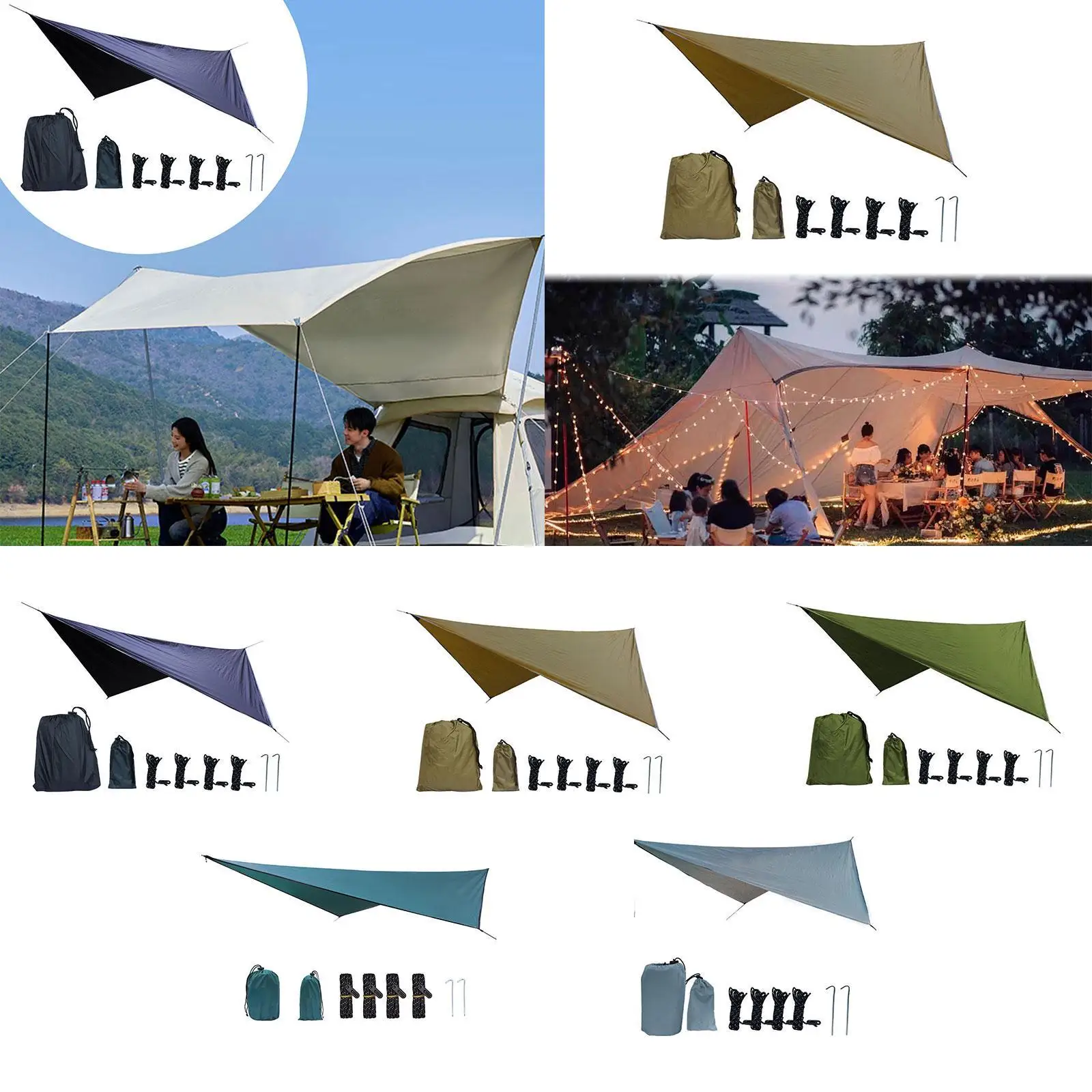 Camping Tarp Camping Tent Tarp with Storage Bag Multifunctional Camping Canopy for Hiking Traveling Fishing Backpacking Beach