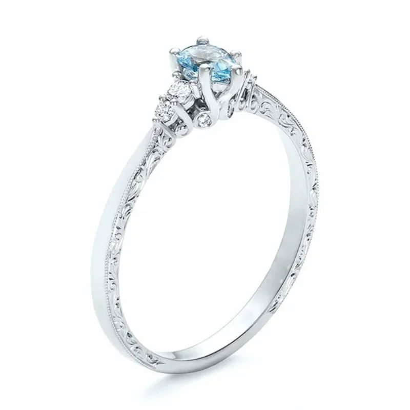 Delysia King Ladies Fashion Aquamarine White  Wedding Ring