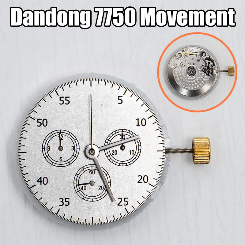 China Clone ETA 7750 Automatic Chronograph Watch Movement 12/6/9 Subdials with Day/Date at 3 O'clock 25 Jewels Replace Mechanism