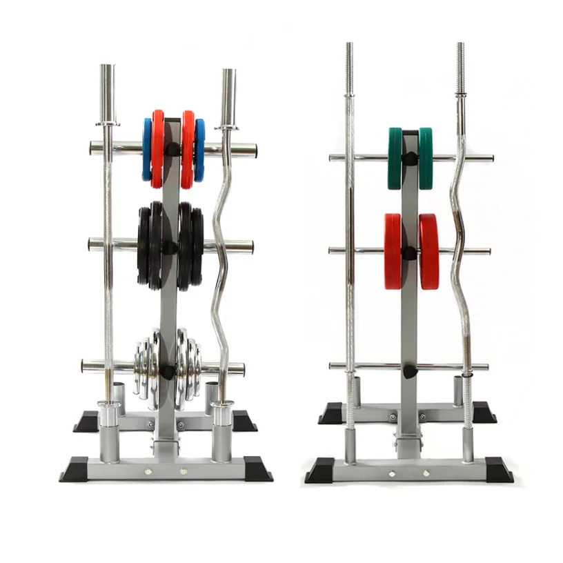 Weight Plate Tree & Barbell Bar Holder Gym Organizer Stand