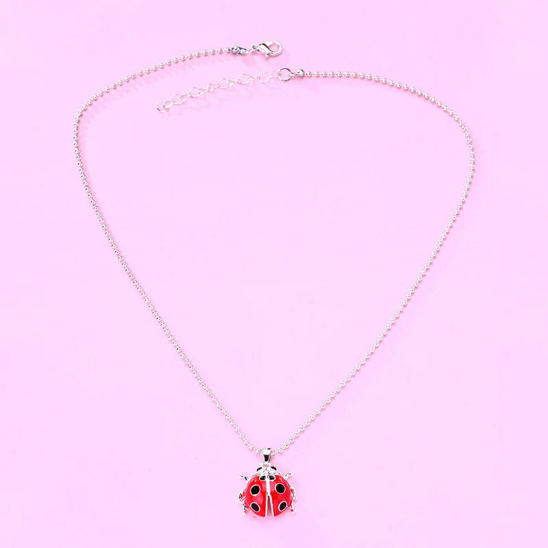 Luoluo&baby Cartoon Ladybug Shape Pendant Charm Necklaces Cute Insect Jewelry Lovely Necklace Gifts For Kids