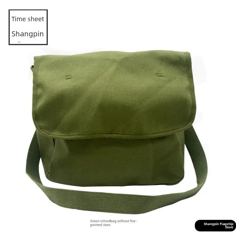 

Пересмотренная холщовая сумка Lei Feng, винтажная военная сумка через плечо в стиле ретро, старая школьная сумка для книг, молодежная повседневная сумка-гладель