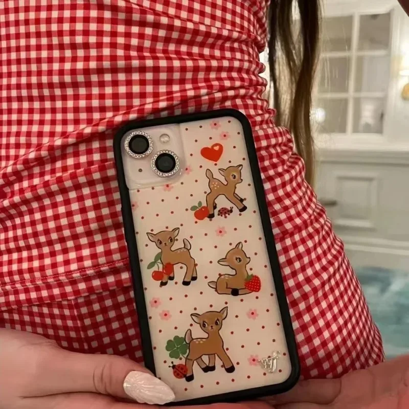 

Wildflower ins 3D Christmas fawn Cartoon Phone Case for iPhone 16 15 14 13 12 17 Pro Max Plus Cherry Strawberry WF Cover﻿﻿﻿﻿﻿﻿﻿