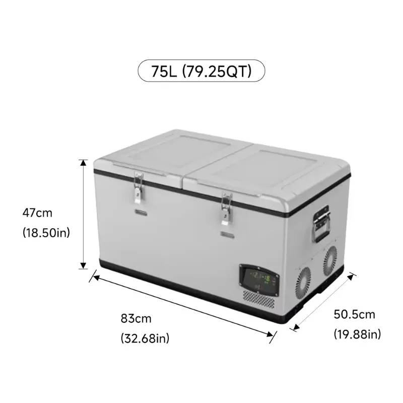 75L 79QT Dual Zone Car Refrigerator App Control 12V 24V DC 100V 240V AC Truck RV Camping
