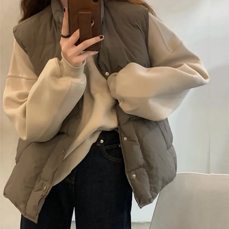 المرأة الأبيض بطة أسفل سترة موضة الشتاء الكورية نمط جاكيت بلا إكمام صدرية قصيرة ماكس مارا بوخهوفيك الذكرى فام VT-352