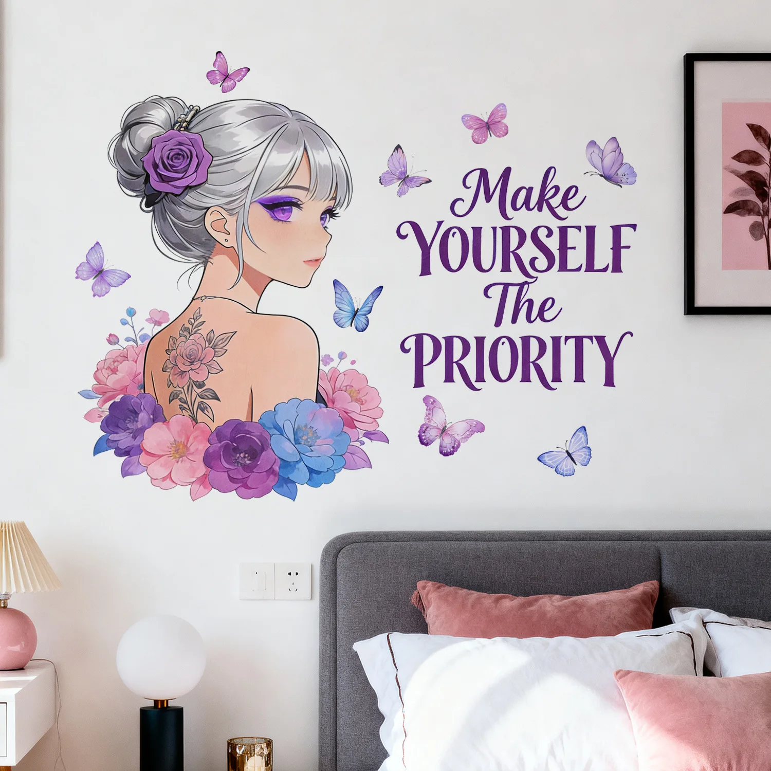 Butterfly Girl Wall Decals Colorful with Motivational Lettering Quotes Wall Stickers for Girls Nursery Bedroom Playroom