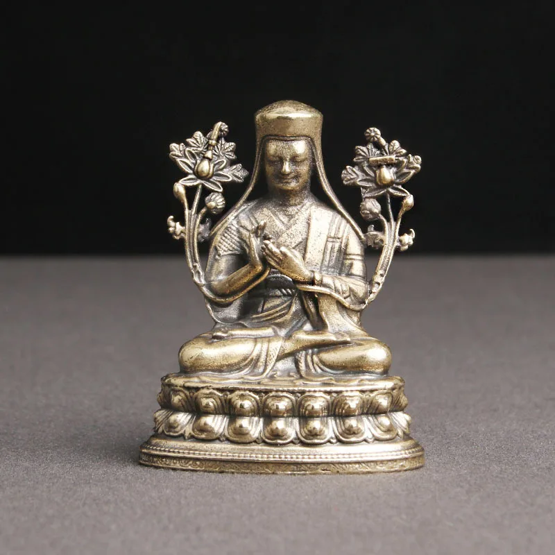 

Vintage Brass Ornament On The Desktop Of The Statue Of Khapa Dashi Tantric Sakyamuni Pandita Gonggar Gyaltsen