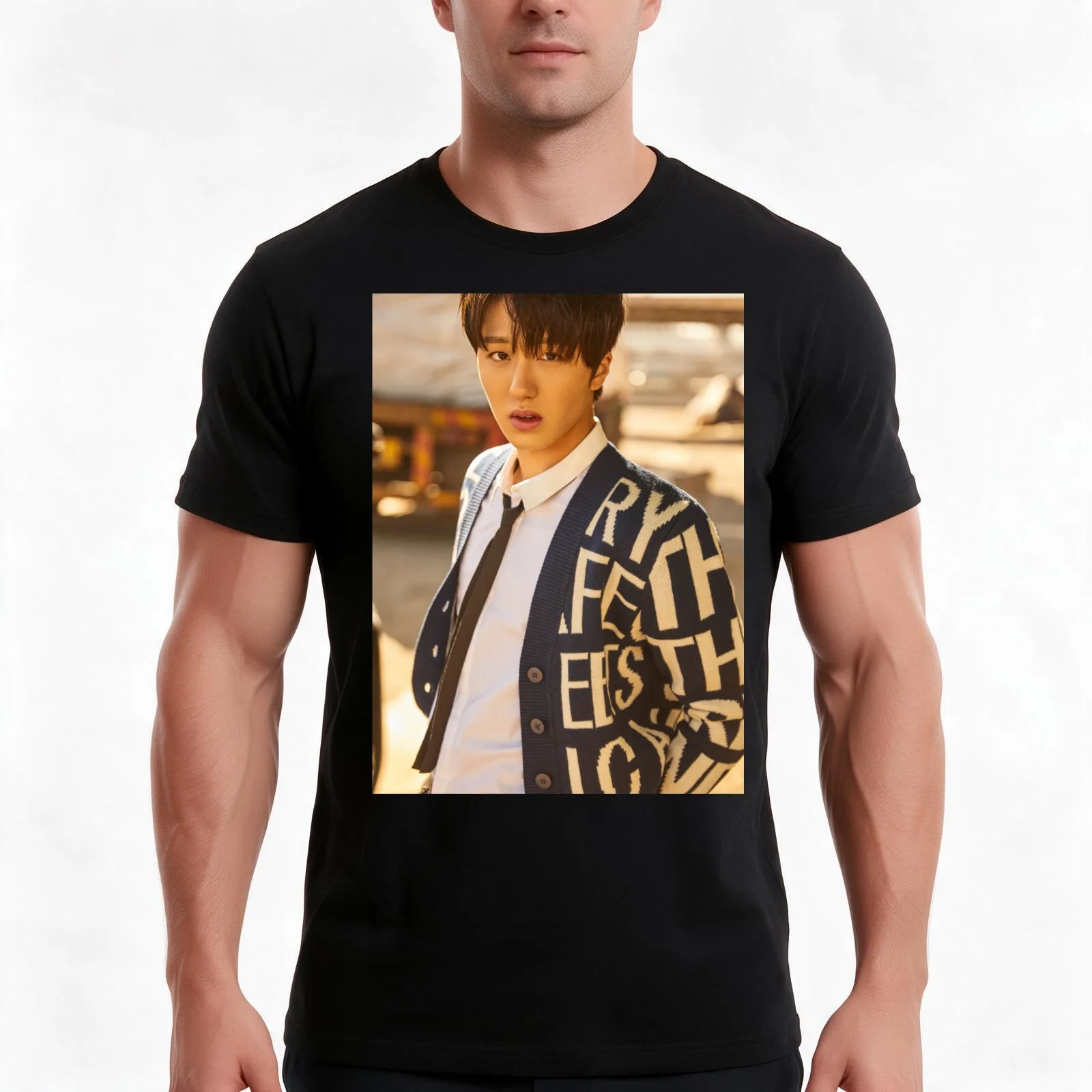 SF9 Chani T-Shirt, Summer Casual Cotton Tee, Oversized Streetwear Tops, Vintage Graphic Print, Loose Fit Short Sleeve