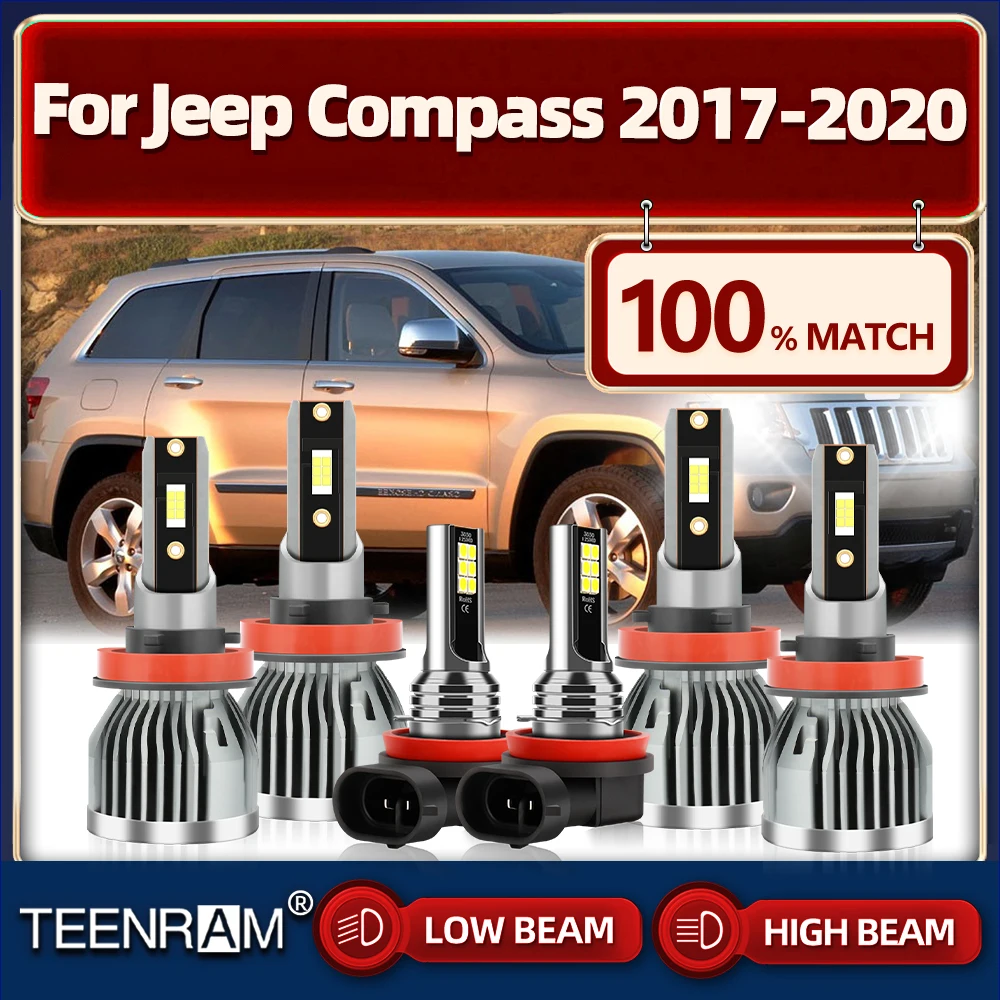 

LED Headlights Bulbs 60000LM Auto Lights 6000K White Car Fog Lamps 12V Plug And Play For Jeep Compass 2017 2018 2019 2020