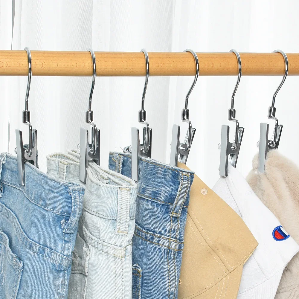 5/10Pcs New Upgrade Rotatable Metal Clothes Pins Versatile Hat Clips Laundry Hooks for Closet Space Saving Storage Drying Clips