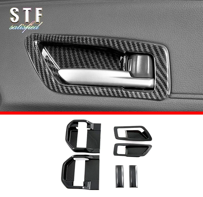 Carbon Fiber Style Interior Door Handle Cover Trim For Toyota Sienna (XL40) 2021 2022 Car Accessories Stickers