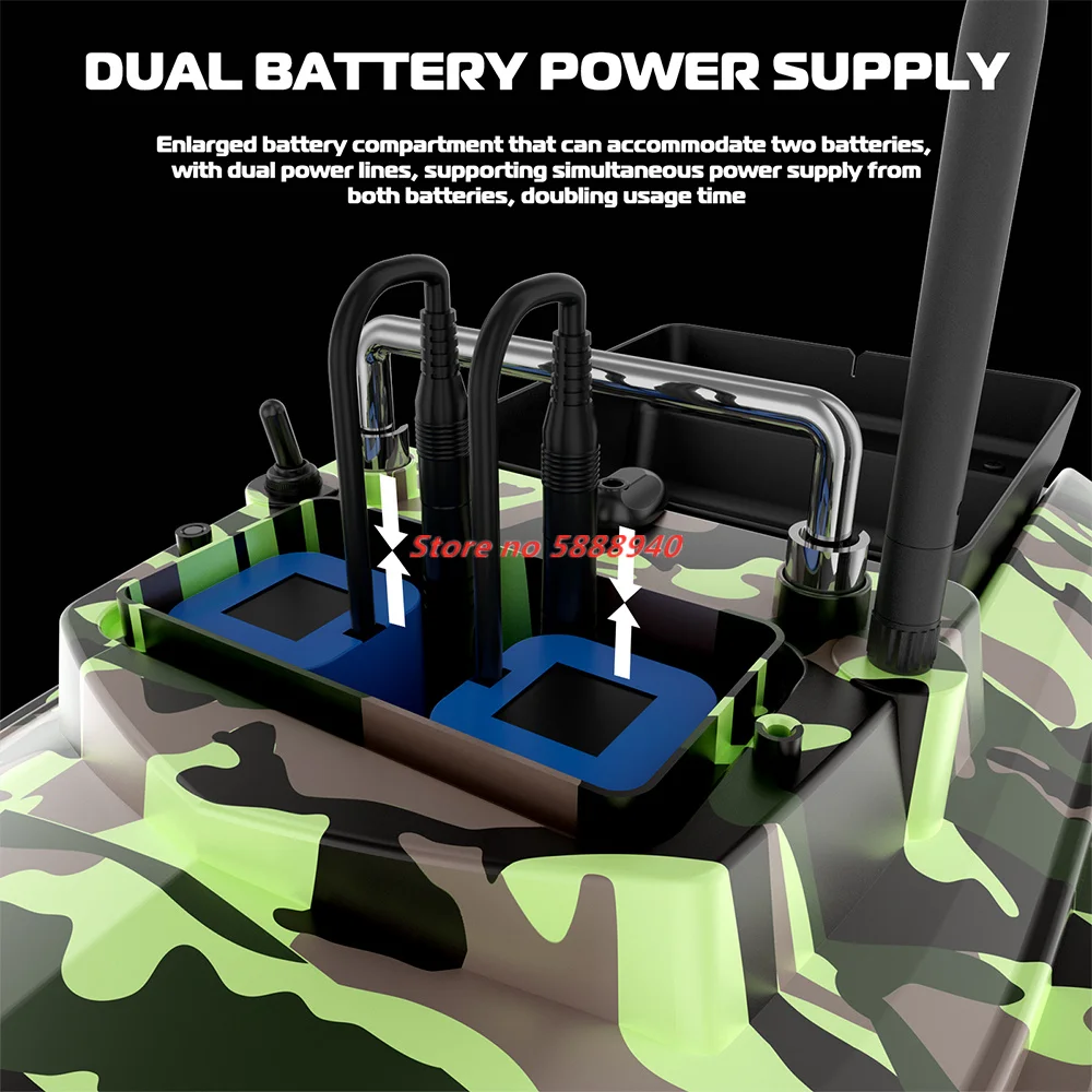 Dual Battery Power Supply Smart Fixed Speed Cruise Remote Control Fishing Bait Boat 500M 2KG Load Nesting Boat Fishing Feed Tool