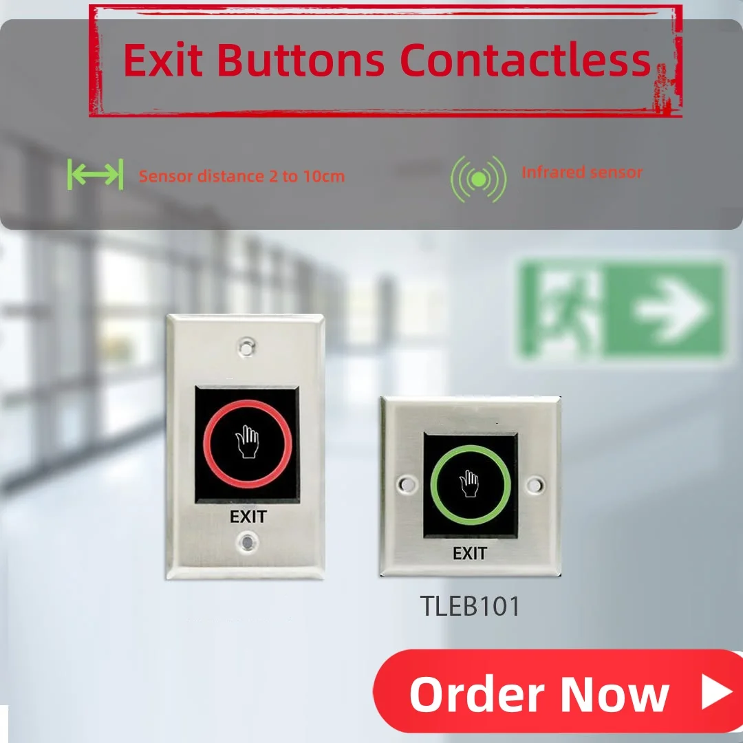 

ZK TLEB101 102 stainless steel no touch IR EXIT SWITCH DC12V Infrared Touchless Exit Button for Door Access Control Smart Switch