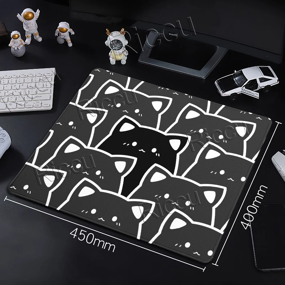 Cute Cat Mousepad Rubber Base Non-slip Keyboard Pad Stitch Edge Office Computer Gaming Mouse Pads E-Sports Deskpad Small Playpad