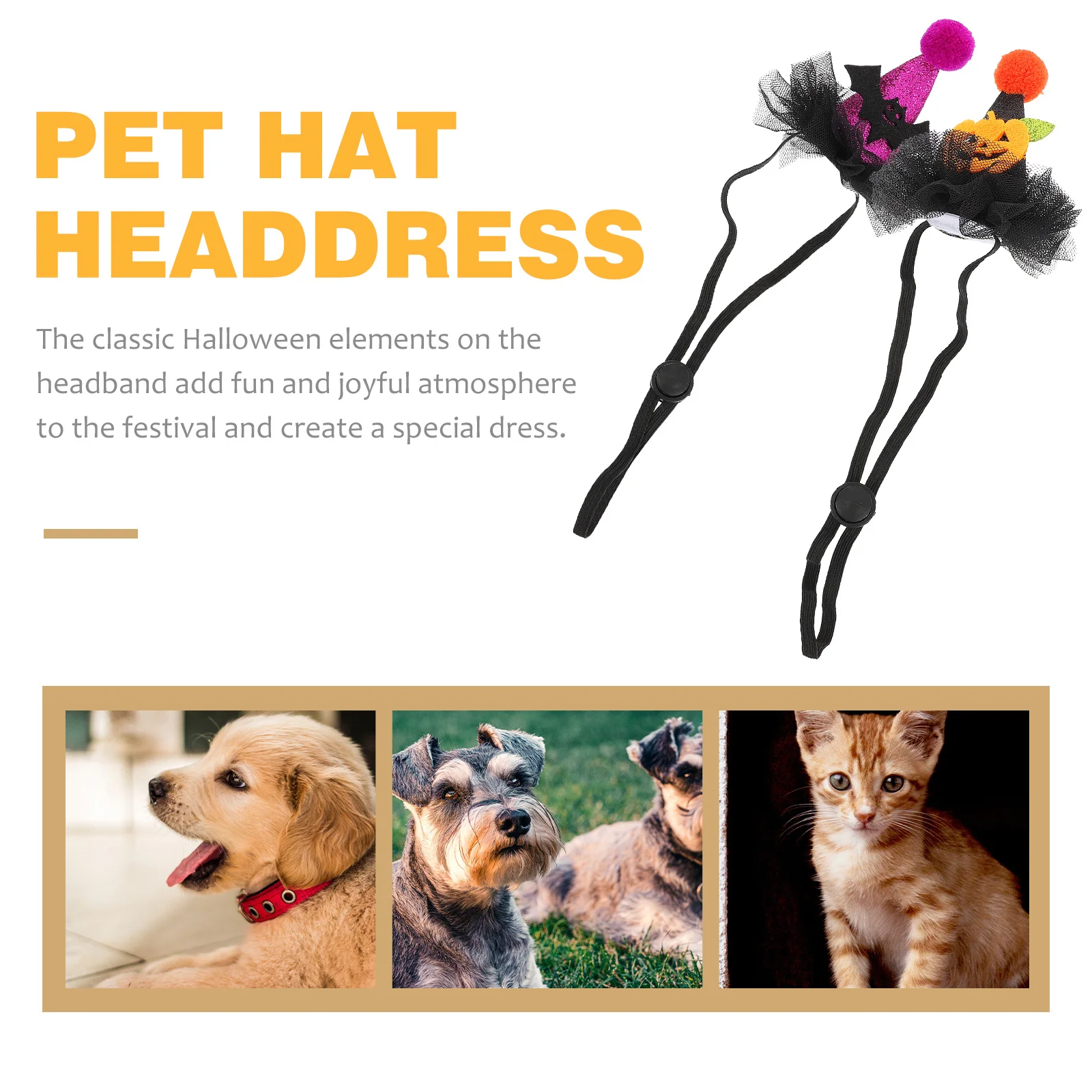 

2Pcs Halloween Pet Hat Pumpkin Party Hat Bat Headdress Linen Made Stable Not Easy to Fall Off Perfect for Festive Costume