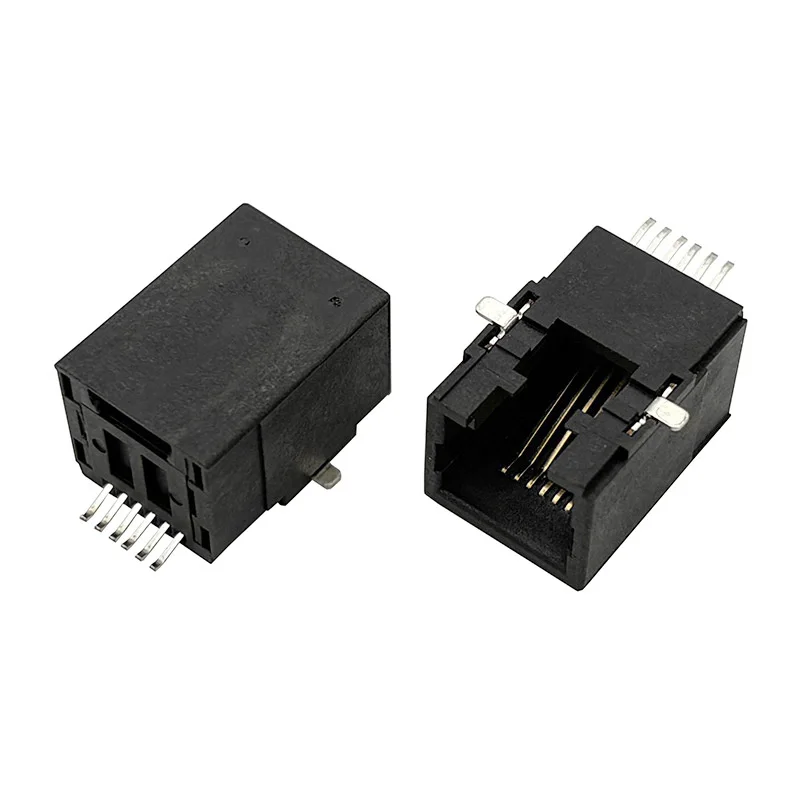 5322 RJ25 socket SMT female socket 90-degree 6P6C surface mount flat pin RJ12 horizontal bent insert all-plastic RJ11 interface