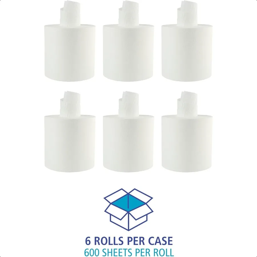 Bathroom CenterPull  Hand Paper Towel Roll 2Ply 7.6 x 8.9 600 Roll 6 Carton White