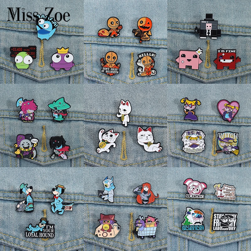 3-6 Teile/satz Anime Filme Charakter Emaille Pins Turbo Oma Katze Spionieren Broschen Revers Abzeichen Lustige Schmuck Geschenk für Freunde