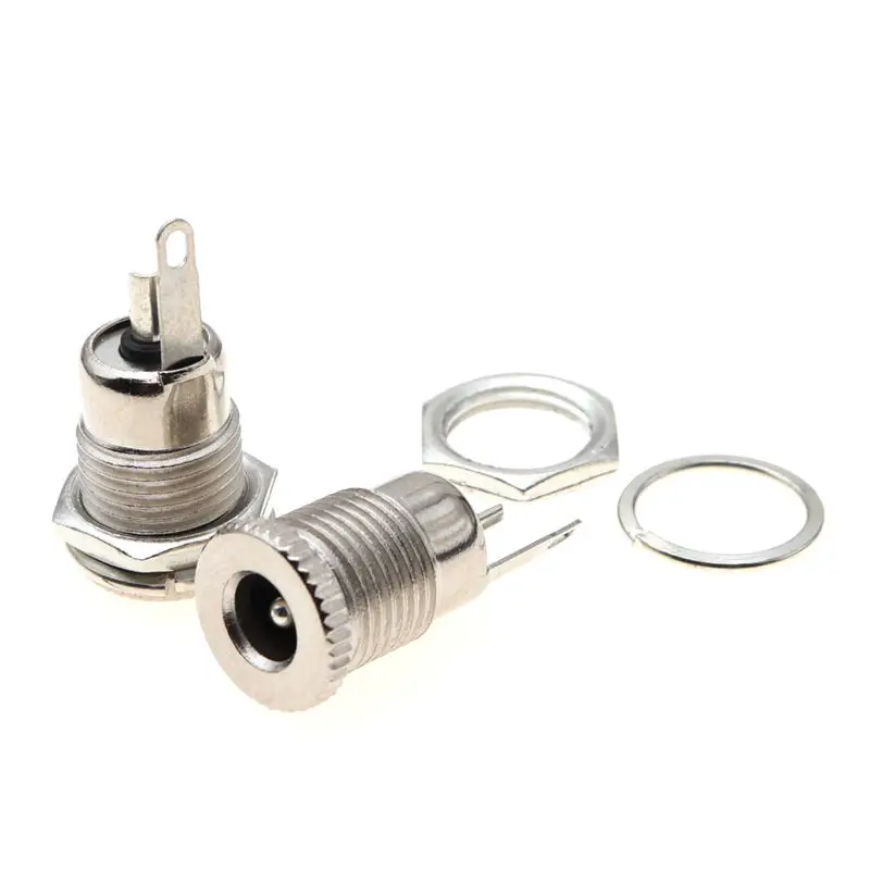 2pcs/5pcs DC099 5.5 mm x 2.1mm DC Power Jack Socket Female Panel Mount Connector Metal DC-099 Open Hole 11MM 5.5*2.1 5.5*2.5