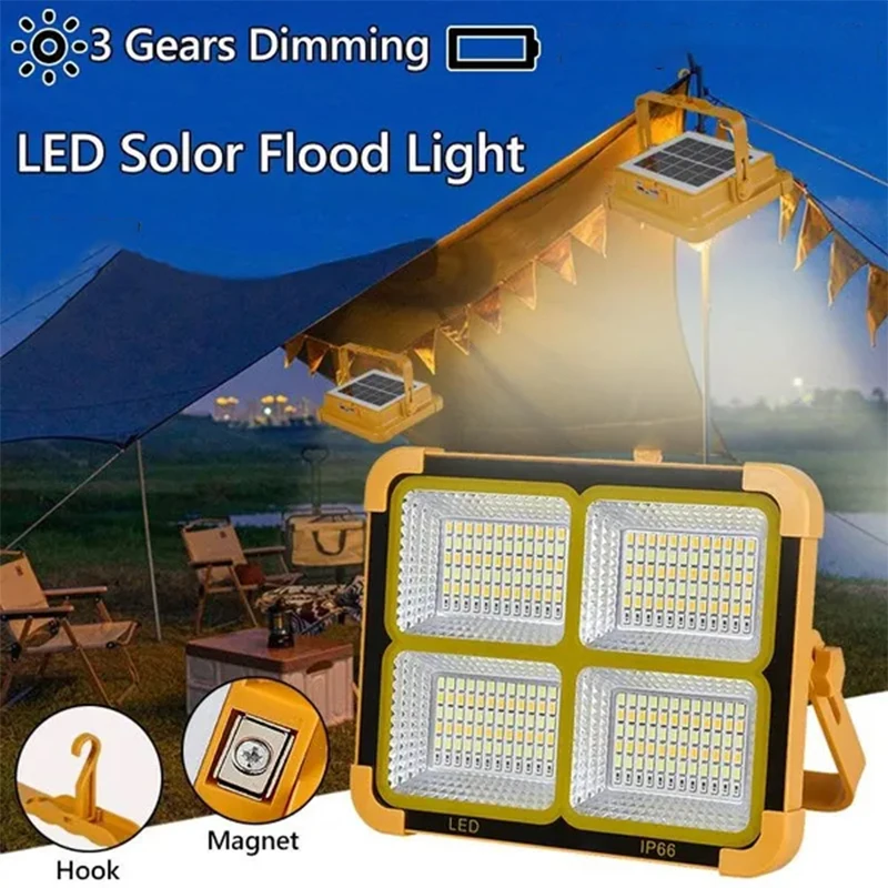 

New Rechargeable Solar Flood Light Outdoor Portable LED Reflector Spotlight Rechargeable Projector Floodlight Construction Lamp