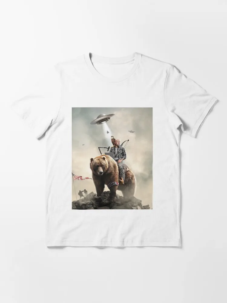 Joe Rogan Riding A Bear (+ Aliens) Essential T-Shirt Print Creativity Novelty Male Women Short Sleeve