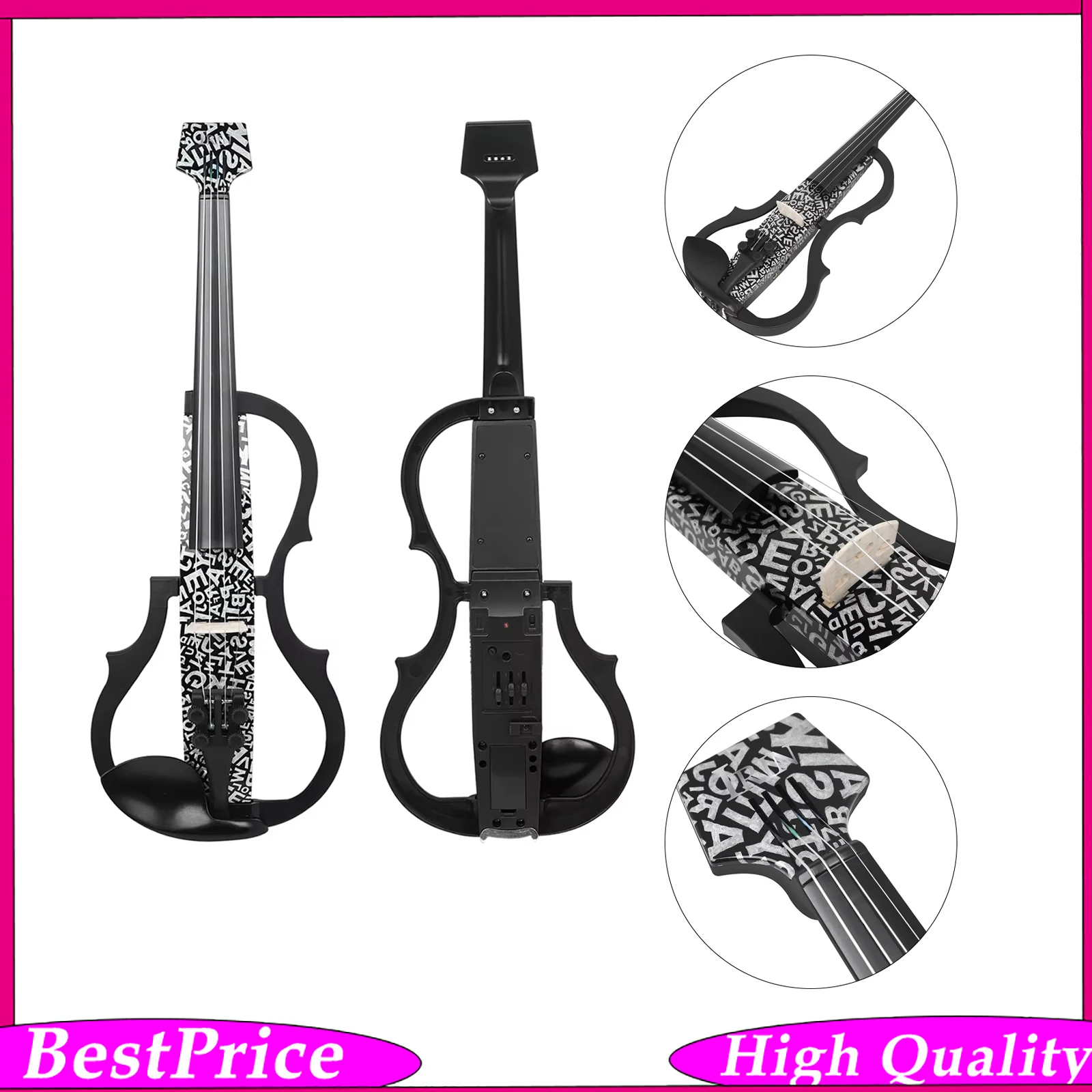 IRIN Letters 4/4 Electro Acoustic Violin Beginner Set with Intelligent Silent Feature And Earphones Connecting Fiddle