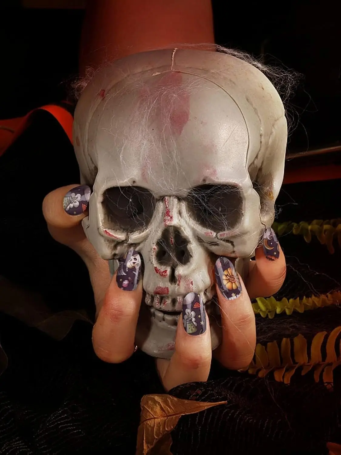 شرائط أظافر جل الهالوين، أغطية أظافر كاملة تدوم طويلاً مع أدوات (يطلوبة مصباح الأشعة فوق البنفسجية/LED)