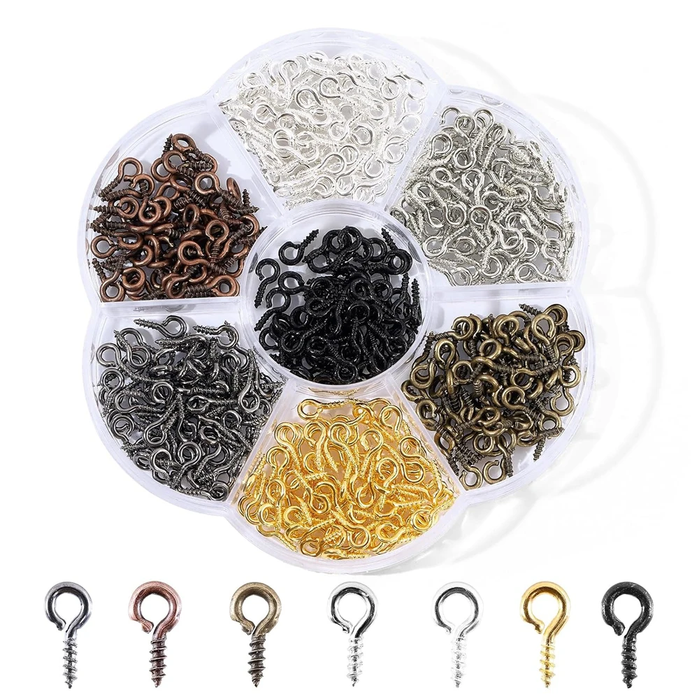 7 Color Small Screw Pins 700pcs Eye Hooks Screw for Jewelry Making & Bead Charms Small Screws Eye Pins for Art Projects Crafts