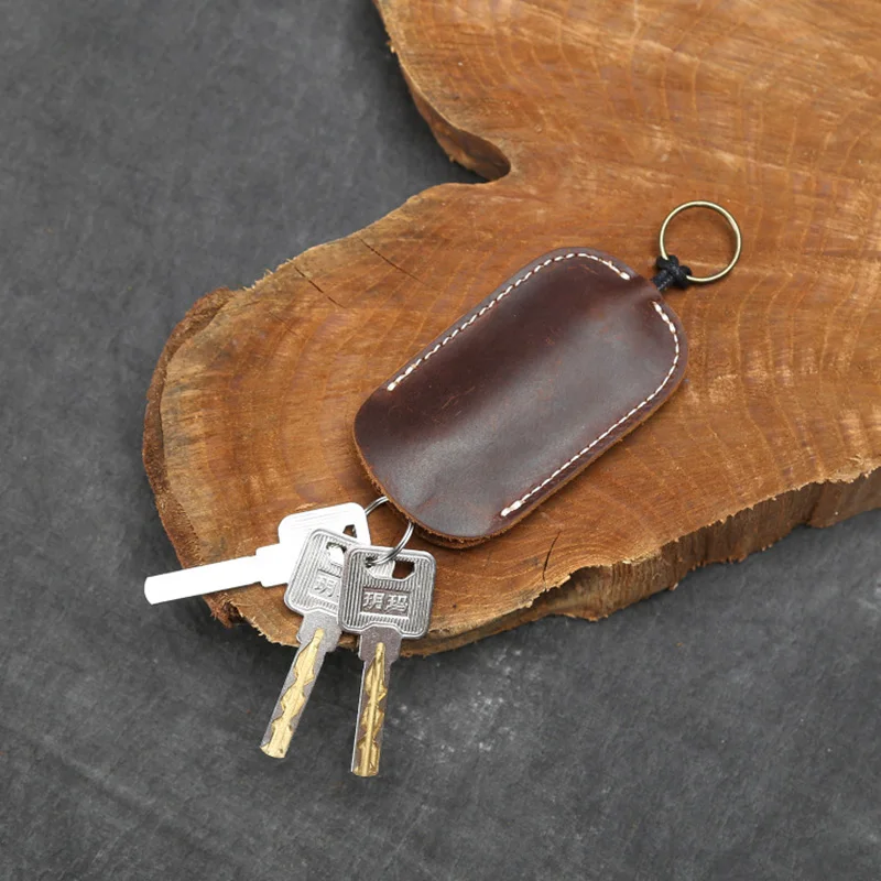 Genuine Leather Key Holder Cow Leather Pouch Retractable Keychain Holder Case Bag Handmade Lanyard Keychain